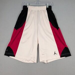 Jordan Shorts Mens M White Black Red Mesh Athletic Basketball Gym Training